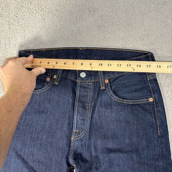 Levi’s 501 Jeans Men’s Fit 31x31 Button Fly Dark Wash No Fade Raw Denim Blank - Picture 6 of 14